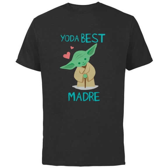 Star Wars Yoda Best Madre Yoda Chibi Portrait Día de la Madre - Short Sleeve Cotton T-Shirt for Adults - Customized-Black