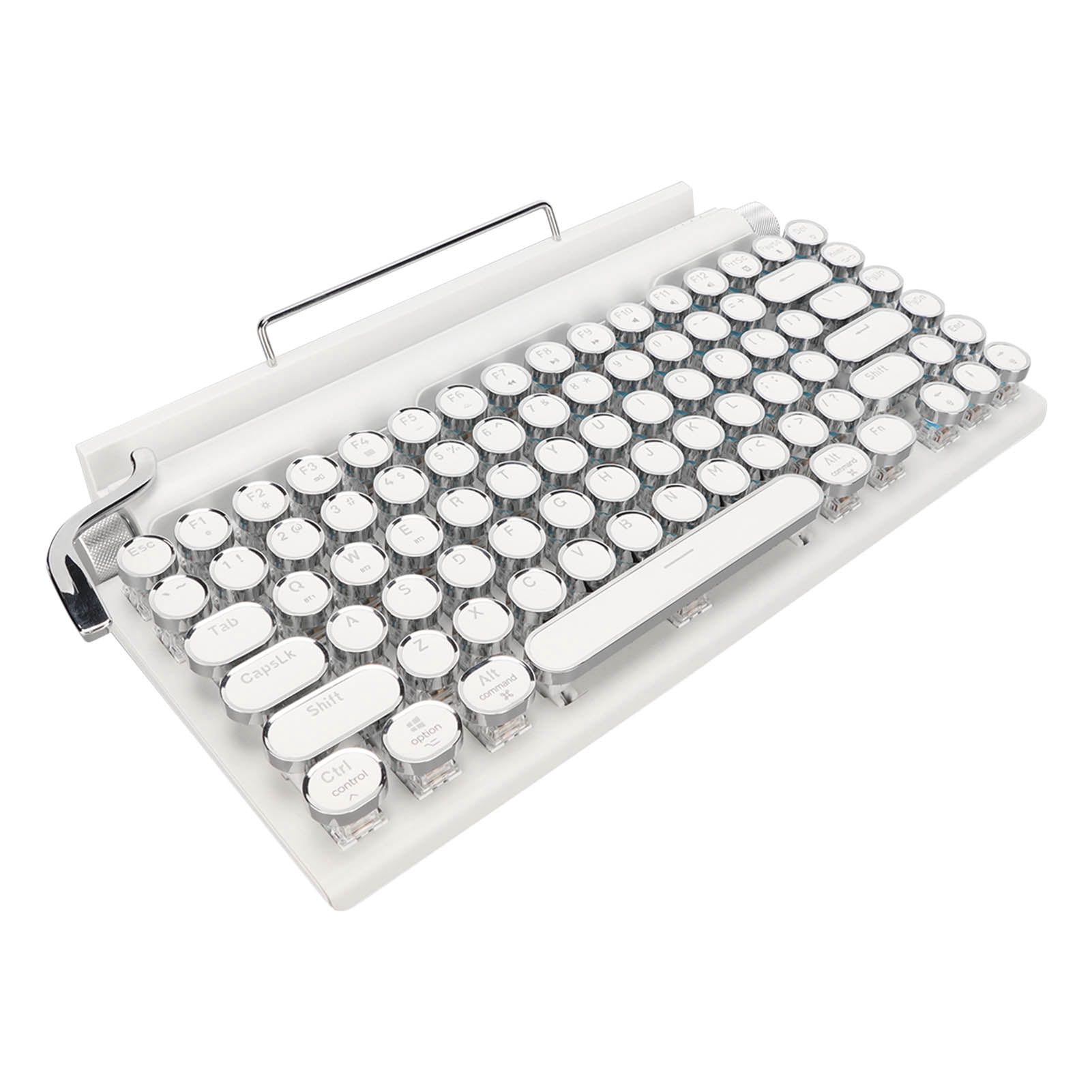 Mechanical Keyboard, Typewriter Mechanical Keyboard 2000mA Capacity  5.0 Support 3 Devices FN Master  For Tablet White