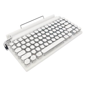 Typewriter Mechanical Keyboard, Retro Round Keycap 83 Keys  5.0 Mechanical Keyboard  For Tablet White