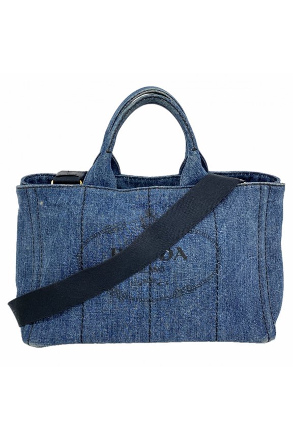 Pre-Owned Prada Canapa handbag, denim navy, 2-way bag for women