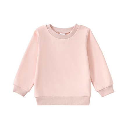 

Kucnuzki 18 Months Toddler Girl Winter Tops Baby Girl Sweatshirt 24 Months Long Sleeve Casual Sylish Pure Color Round Neck Sweatshirt Pink