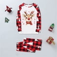 thumbnail image 4 of Matching Christmas Pajamas for Family Graphic Reindeer Casual Letter Printed Crew Neck Long Sleeve Shirts Comfy Plaid PJ Sleepwear Outfits Women Red M, 4 of 7