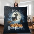 thumbnail image 2 of Happy Halloween Cairn Terrier Witch Pumpkins Bats Quilt Blanket Cairns Dog Lover Cozy Comforter Throw Blanket - 13012, 2 of 5