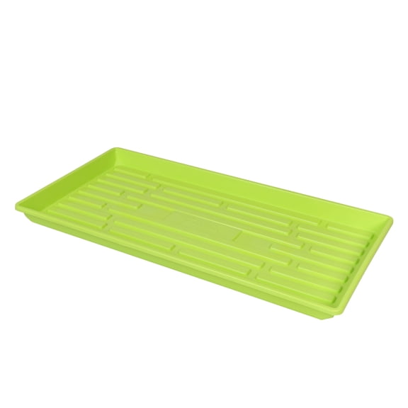 SUNPACK 10” x 20” Heavy Duty Shallow Plastic Seed Starting Tray, Lime Green, 1" - No Drainage Holes, Perfect for Greenhouses or Indoor Gardening