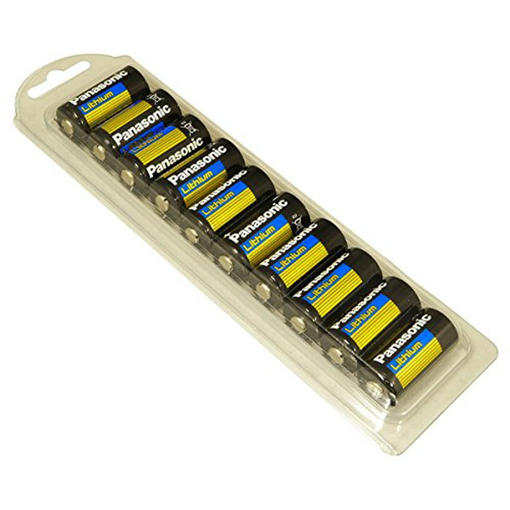 Panasonic CR123 CR123A 3V Lithium Battery (10 Pack) in Reusable Clam