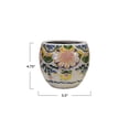 thumbnail image 2 of Creative Co-Op Terra-cotta Planter with Floral Pattern, Crackle Glaze, Multicolor, 2 of 4