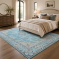 thumbnail image 6 of KAROSA Blue Vintage Machina Washable Area Rug, Soft Low Pile Rug with Non-Slip TPR Backing,6'x9', 6 of 7