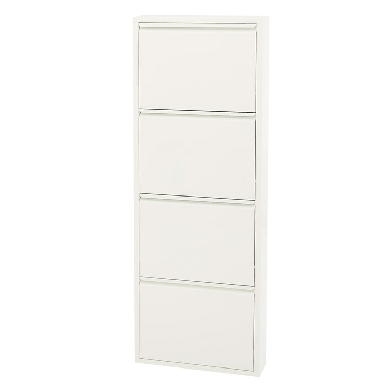 Eclife Entryway Shoe Cabinet Flip Down Drawers Doors, Slim Tall Shoe Rack  Storage Organizer, White, 32W x 9D x 47H 