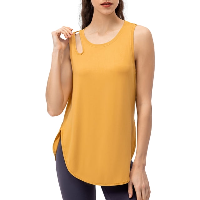 Camisetas sin mangas deportivas para mujer Camiseta suelta de secado rápido sin mangas para correr Abanopi Amarillo/2XL
