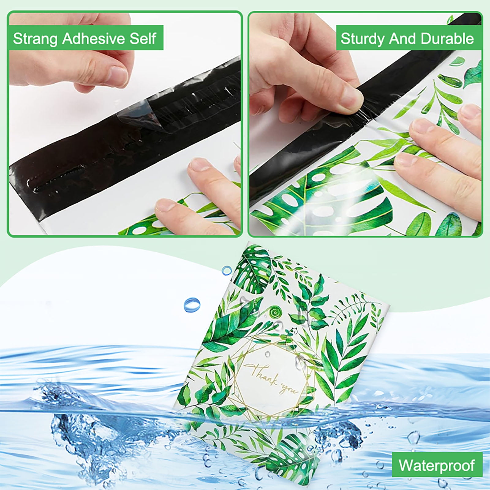 Leaves Poly Mailers 10x13 Inch 100Pcs, Self-Seal Mailing Envelopes for Clothing & Small Business, Strong Adhesive Shipping Bags