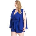 thumbnail image 2 of Shimmer Fabric Draped Open Sleeve Romper, 2 of 3