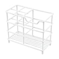 thumbnail image 2 of Metal Wire Toothbrush Holder with Multi-slot Partition, White Polyester Bathroom Organizer for Countertop, Hollow Drying Base for Vanity Sink Storage, Topliu, 2 of 6