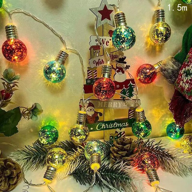 Guirnalda de luces LED para decoración navideña, adornos colgantes, 1,5 m, 10LED, muñeco de nieve, Santa Cluas, árbol de Navidad
