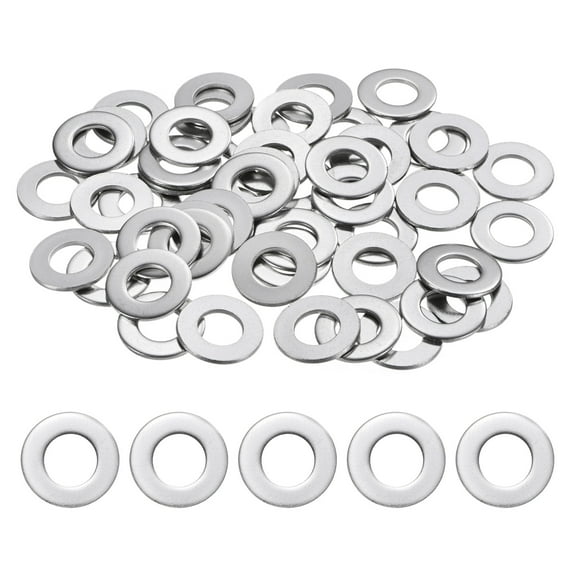 Uxcell 50-Pack 1/2" Flat Washers, 1-1/16" OD 304 Stainless Steel Washers for Bolts Screws Nuts[Silver]