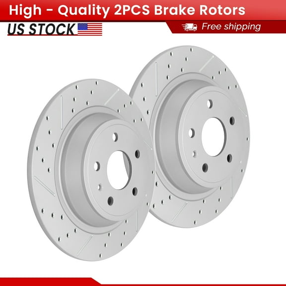 ACB ZONE Rear Brake Rotors Set for Ford Fusion Lincoln MKZ, Replacement Drilled & Slotted Disc Rotors Kit (Left & Right)