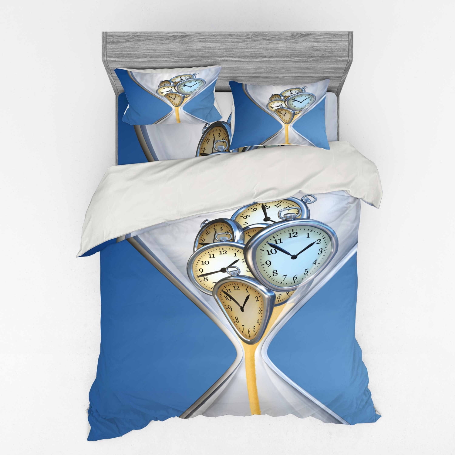 Clock Duvet Cover Set, Hourglass Time Clocks with Sand Pattern for Home ...