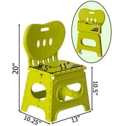 Basicwise Foldable Step Stool with Heart Shaped Backrest, Plastic Pink