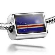 Neonblond Charm Cape Verde Flag with a vintage look 925 Sterling Silver Bead