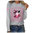 thumbnail image 1 of HNMKIU Women's Halloween Cancer Awareness Long Sleeve T-Shirt October Ribbon Support Tee Grey,M, 1 of 4