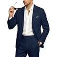thumbnail image 4 of FGVCTG Mens Notch Lapel Blazer Jacket Casual Regular Fit Sport Coat Business Wedding Suit Jacket for Daily Party Prom Office Wear Navy L, 4 of 7