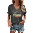 thumbnail image 2 of Trendfront Womens Mountain Graphic Tee V Neck Casual Short Sleeve Loose Fit Tops Trendy Fashion T Shirts Nature Pullover Daily Wear, 2 of 4