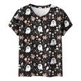 thumbnail image 5 of Women's Mushroom Ghost Print T-Shirts Casual Short Sleeve Tops Halloween Graphic Tees Crewneck Fall Shirts Soft Comfortable Holiday Apparel Cute Blouse, 5 of 8