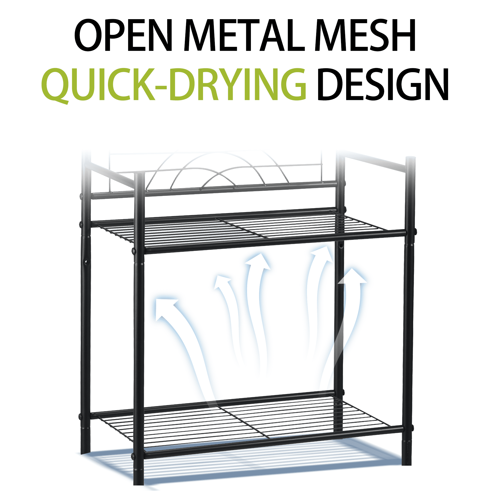 OUTMASTER 3-Tier Bathroom Shelf, Narrow Metal Floor Storage Stand for Bathroom & Kitchen