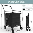 thumbnail image 4 of Folding Shopping Cart, Heavy Duty Metal Grocery Cart with 360° Rotation Wheels, 600D Oxford Fabric, for Shopping, Grocery, Laundry, Black, 4 of 8