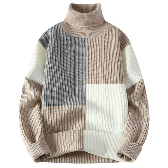 uikmnh Men's Winter Turtleneck Thick Warm Pullover Sweater Cozy Loose Knit Wear for Casual Layering