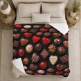 thumbnail image 5 of Chocolate Hearts and Truffles on Black, Romantic Dessert Style for Chocolate Lovers, Sweet Candy Pattern and Valentine's Day Gift, Cozy Flannel Blanket for Bedroom and Guest Room, Home Decor, 5 of 9