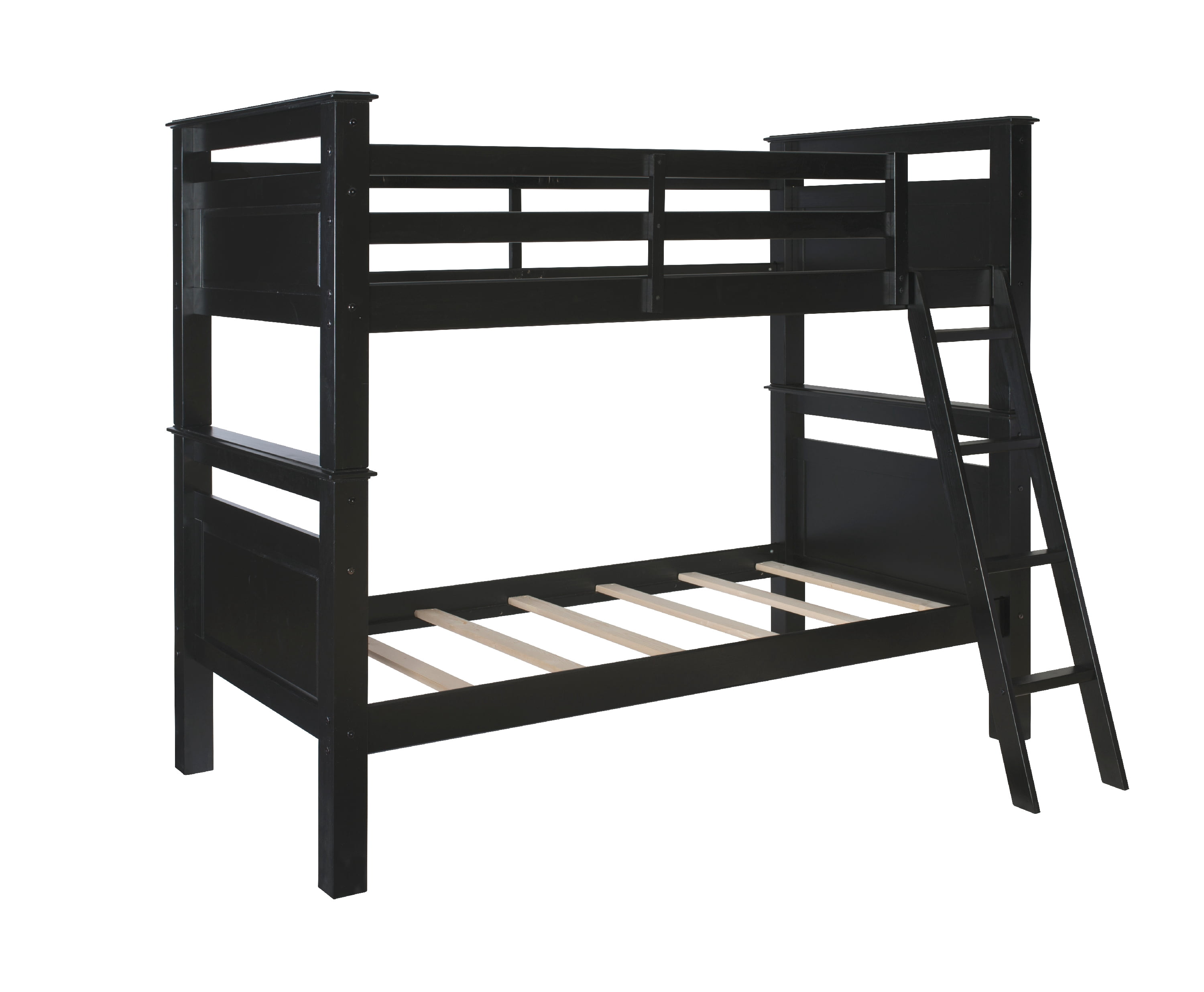 Powell Kiggins Kid's Twin over Twin Convertible Bunk Bed with Built-In Ladder, Black