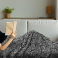 thumbnail image 3 of Aztec Soft Flannel Fleece Throw Blanket, Geometric Maze Pattern Inspired by Tribal Culture Bohemian Folk Design, Cozy Plush for Indoor and Outdoor Use, 50" x 70", Black and White, by Ambesonne, 3 of 5