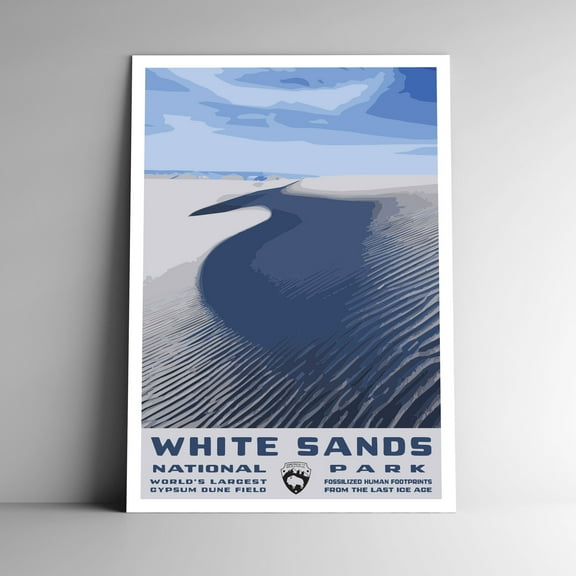 White Sands National Park Vintage Travel Poster / Postcard WPA Style Retro Art Print