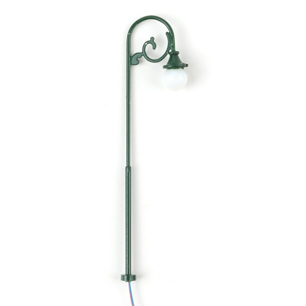 Toystoory 1: 87 7,2 cm, farolas de calle de patio, modelo de cabezal único, bombilla de diseño ferroviario, poste de lámpara de estilo tradicional, luz Artesanía Verde/Blanco cálido Toystoory HA066590-04