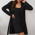 thumbnail image 4 of XuJwPNcy Womens Ribbed Robe Set 2 Piece Nightgown with Robes Sleeveless Nightdress Bathrobe Soft Lounge Sets（Black,Medium), 4 of 4
