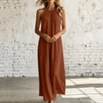 thumbnail image 7 of Tqcoqu Sleeveless Long Dress for Women,Boho Halter Maxi Sundress Casual Loose Dresses,Brown Women's S-XXL, 7 of 7