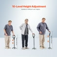 thumbnail image 3 of VEVOR Quad Walking Cane 10-Level Height Adjustable Walking Stick 4-Pronged Stable Base, 3 of 9