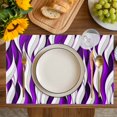thumbnail image 4 of Purple White Moire Placemats Set of 4, Modern Abstract Art Placemats for Dining Table, Place Mats for Kitchen Tabletop, Waterproof Wipeable Dining Table Mats Set, 4 of 9