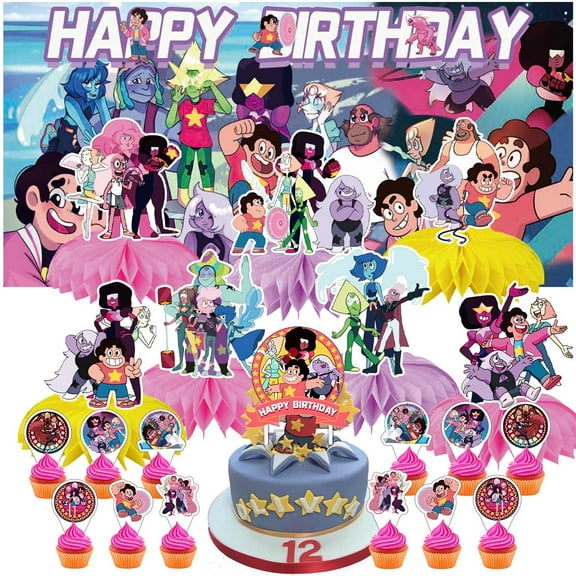 Steven Universe University Party Decorations Decor Supplies Honeycomb Centerpieces Table Toppers Cake Toppers for Birthday Photo Props