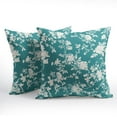 thumbnail image 2 of Vintage Floral Pillow Covers 16x16 Inch Set of 2 Rustic Teal and White Outdoor Decorative Throw Pillows Chinoiserie Flower Toile Pillowcases Cushion Covers for Couch Home Decor, 2 of 5