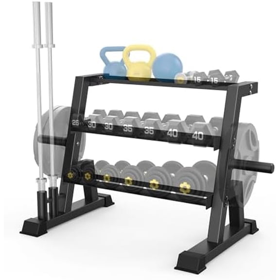 3-Tier Weight Rack, Dumbbell Kettlebell Rack1100LB Capacity Weight Plate and Curl Bar Storage for Home Gym$$Sport & Recreation Other