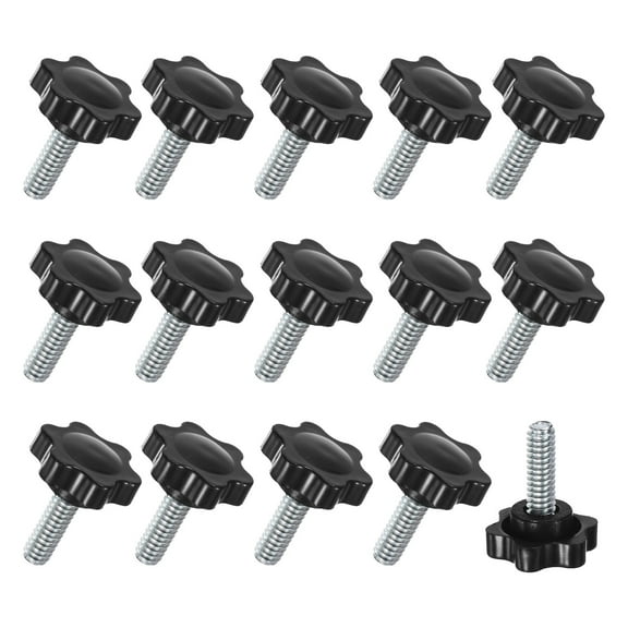 Uxcell 15-Pack Star Clamping Knobs, 1/4"x20mm Hand Tightening Screws Handle 25mm