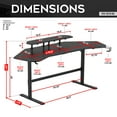 thumbnail image 5 of Miekor Furniture TS911D Gaming Desk with Shelves & Accessory Holder, Black 9895, 5 of 14