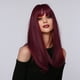 thumbnail image 5 of Hot6sl Liquidación de Ahorros de Verano Peluca de Seda de Alta Temperatura de 40 Cm, Cabello Largo Color Burdeos, Cabello Rizado Centrado con Red Rosa, 5 of 7