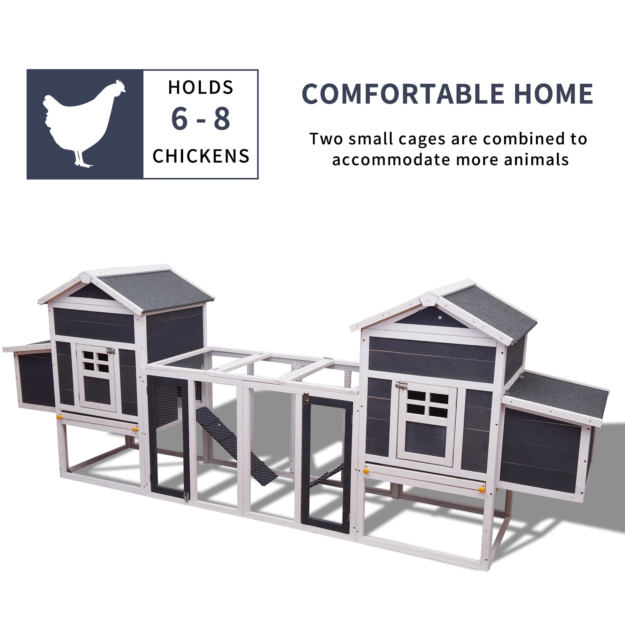 Pefilos 69" Outdoor Large Wooden Chicken Coop for 4 Chickens with Nesting Box, 2 Free-range Doors Hen House for Small Animals, Orange Pefilos 69" Outdoor Large Wooden Chicken Coop for 4 Chickens with Nesting Box, 2 Free-range Doors Hen House for Small Animals, Orange