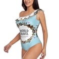 thumbnail image 3 of Yiaed World Travel Print Women One Piece Swimsuits Tummy Control One Shoulder Bathing Suits Pattern Ruffle Swimwear-XX-Large, 3 of 8