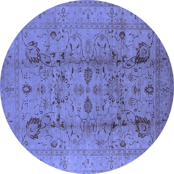 Ahgly Company Indoor Round Oriental Blue Traditional Area Rugs, 4' Round
