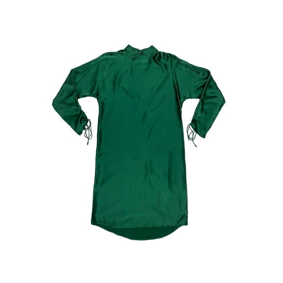 Hanley Mellon Women's Shift Dress with Drawstring Sleeves 4 Emerald