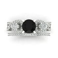 thumbnail image 2 of 1.89 ct Brilliant Round Cut Natural Onyx 18K White Gold Solitaire with Accents Engagement Bridal Wedding Ring Band Set size 5.75, 2 of 7