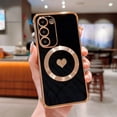 thumbnail image 5 of Magnetic Phone Case for Samsung Galaxy S23 Plus 6.6" [ Compatible with MagSafe ] Galaxy S23 Plus Cute Heart Case for Women Plating Soft Bumper S23 + Plus Case with Camera Lens Cover (Black), 5 of 10